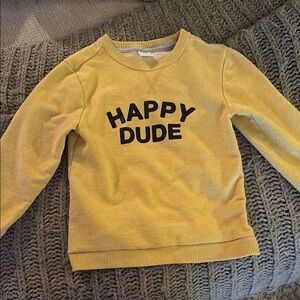 Cheerful Yellow Sweatshirt with Happy Dude Print and Crew Neck Style